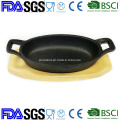 Preseasoned Cast Iron Fajita Sizzle Fajita Set with Wooden Base China Factory